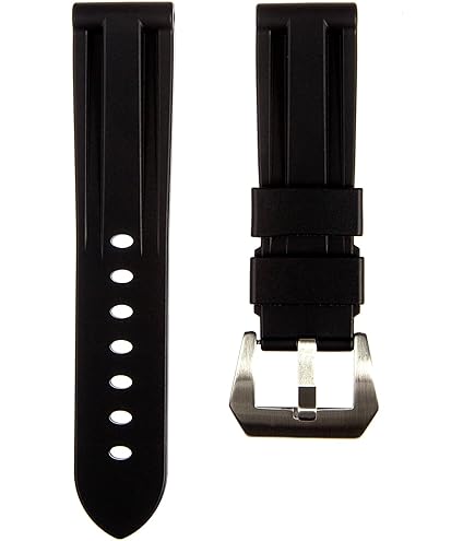 Panerai 用Fabricベルト Lug 24mm Panerai 24MM Brown Rubber Caoutchouc Logo Tang Strap (24